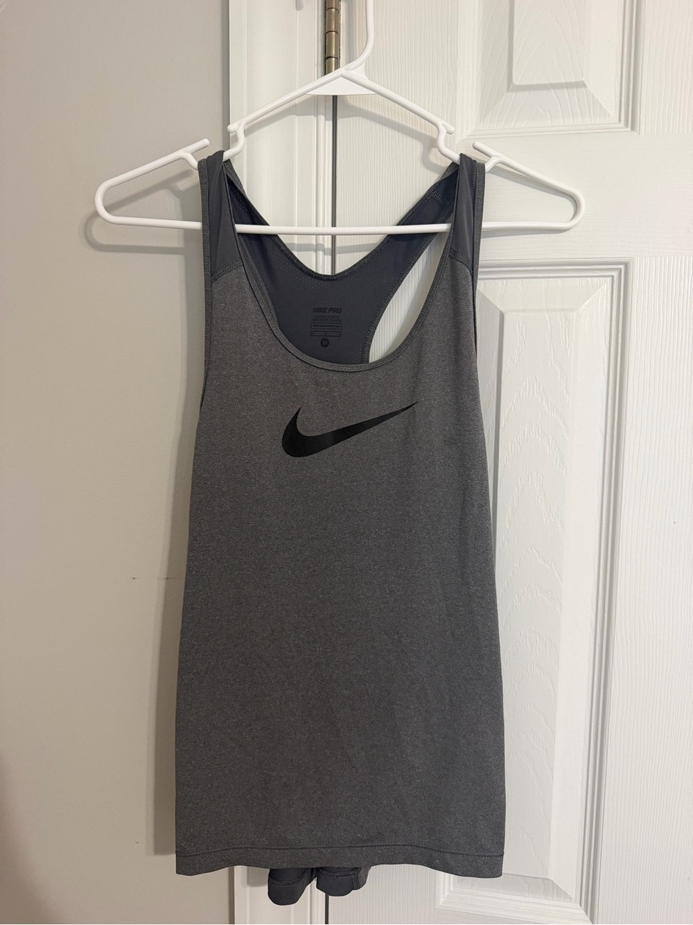 Nike Gray Racerback Performance Tank with Black Swoosh